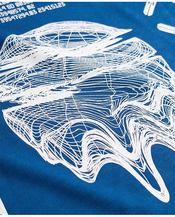 Pine Active Knit Drop Shoulder Half Sleeves T-Shirt with Numbers Print - Blue