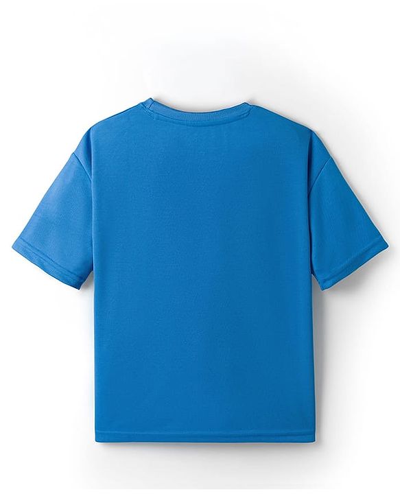Pine Active Knit Drop Shoulder Half Sleeves Printed T-Shirt - Royal Blue