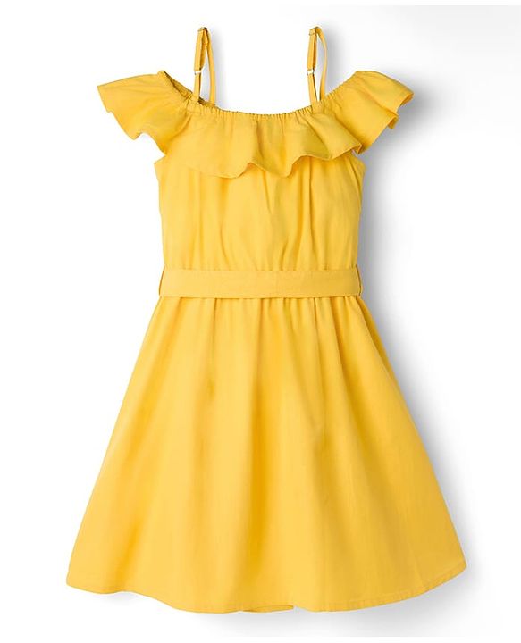 Pine Kids Poplin Woven Sleeveless Solid Dress - Yellow