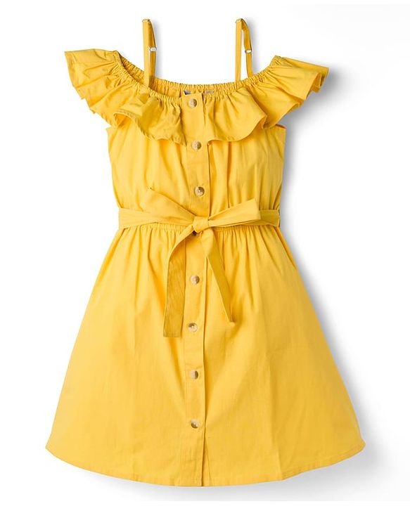 Pine Kids Poplin Woven Sleeveless Solid Dress - Yellow