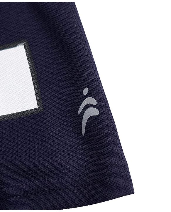 Pine Active Knit Drop Shoulder Half Sleeves T-Shirt with Numbers Print - Navy Blue