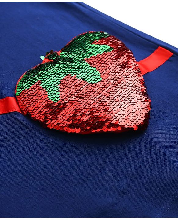 Babyhug Cotton Knit Half Sleeves T-Shirt With Reversible Sequin Detailing - Multicolor