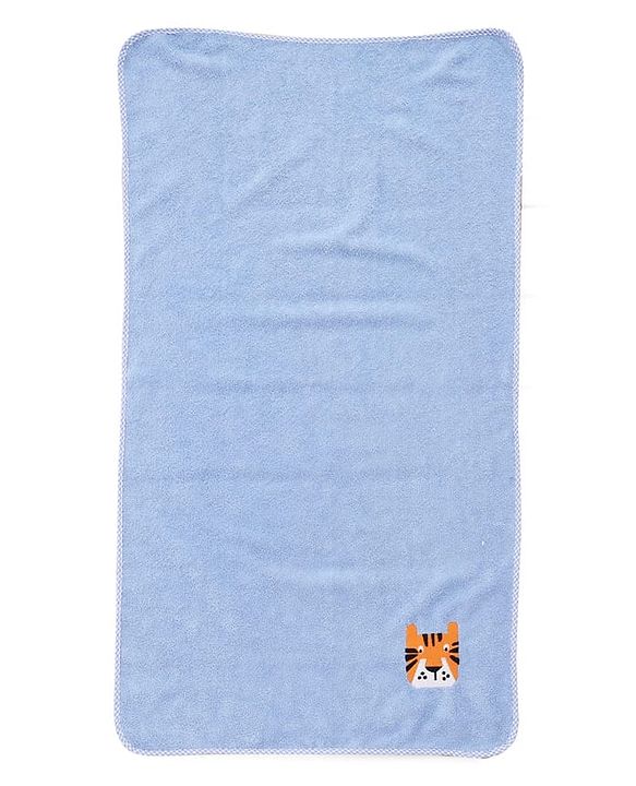 Babyhug Knit Towel with Tiger Embroidery L 95 x B 50.5 cm - Light Blue