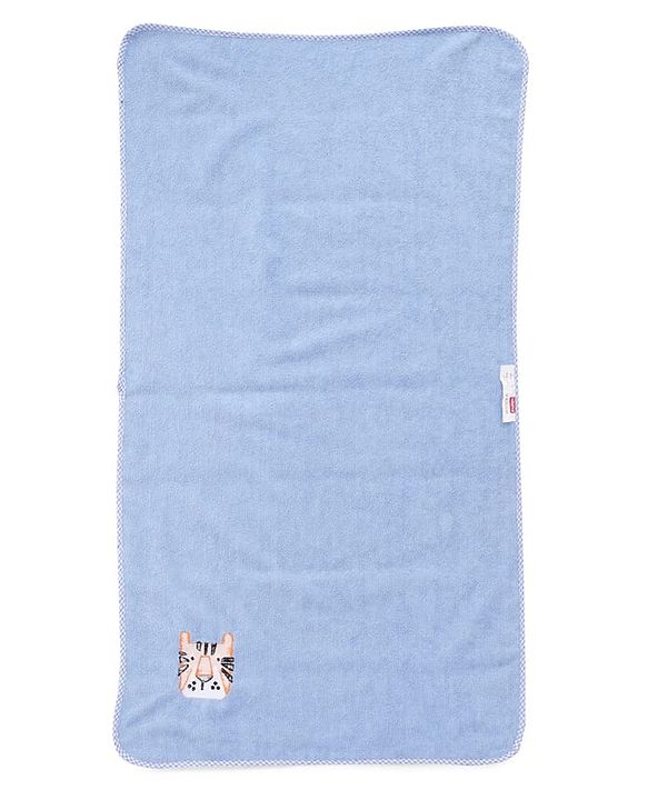 Babyhug Knit Towel with Tiger Embroidery L 95 x B 50.5 cm - Light Blue