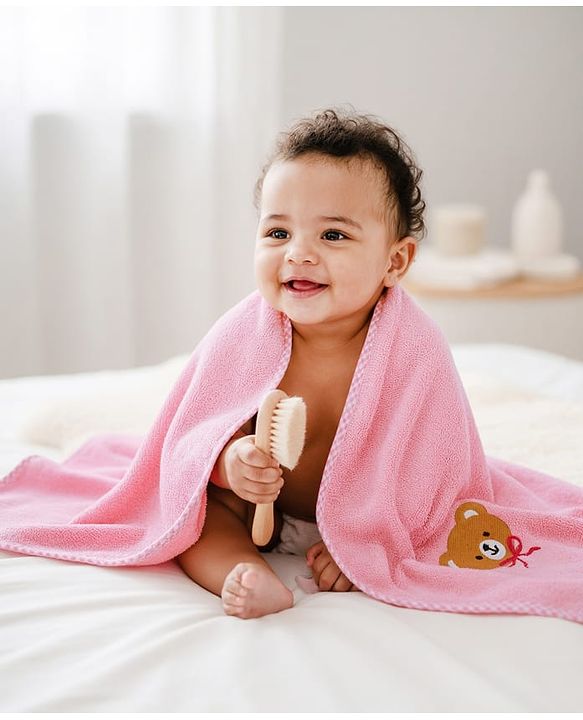 Babyhug Knit Towel with Tiger Embroidery L 95 x B 50.5 cm - Light Blue