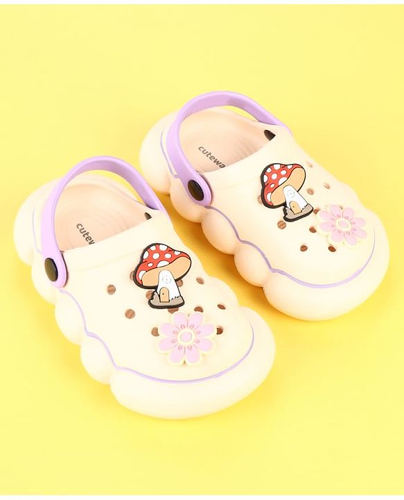 Cute Walk by Babyhug Clogs with Mushroom Applique - Beige