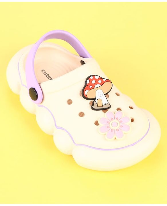 Cute Walk by Babyhug Clogs with Mushroom Applique - Beige