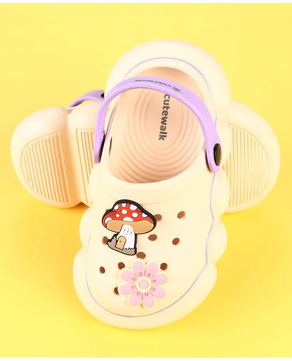 Cute Walk by Babyhug Clogs with Mushroom Applique - Beige