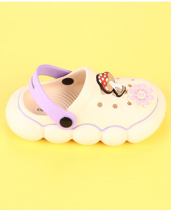 Cute Walk by Babyhug Clogs with Mushroom Applique - Beige