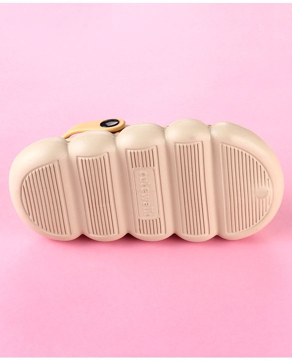 Cute Walk by Babyhug Back Strap Clogs with Applique - Beige & Mustard