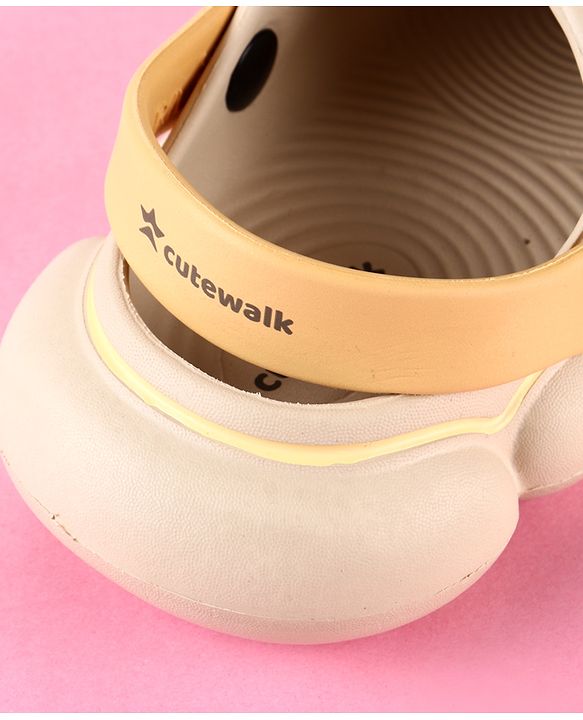 Cute Walk by Babyhug Back Strap Clogs with Applique - Beige & Mustard