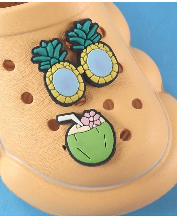 Cute Walk by Babyhug Back Strap Solid Clogs With Beach Theme Applique - Mustard