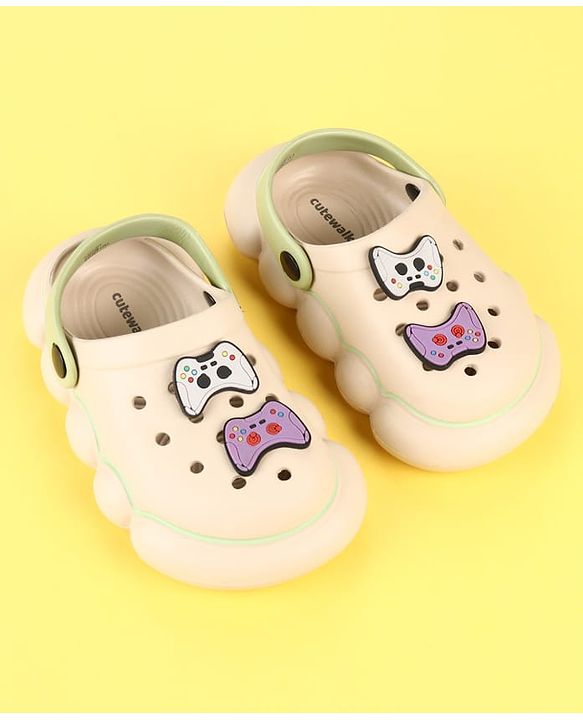 Cute Walk by Babyhug Clogs with Gaming Controller Applique - Beige