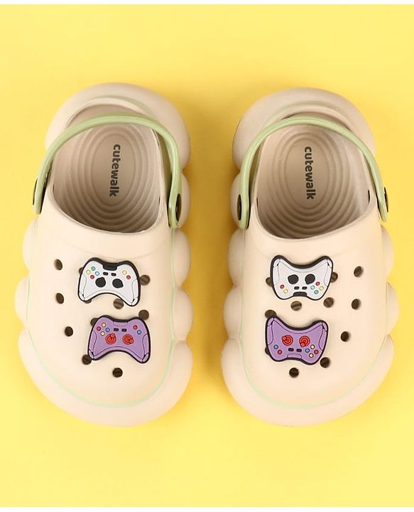 Cute Walk by Babyhug Clogs with Gaming Controller Applique - Beige