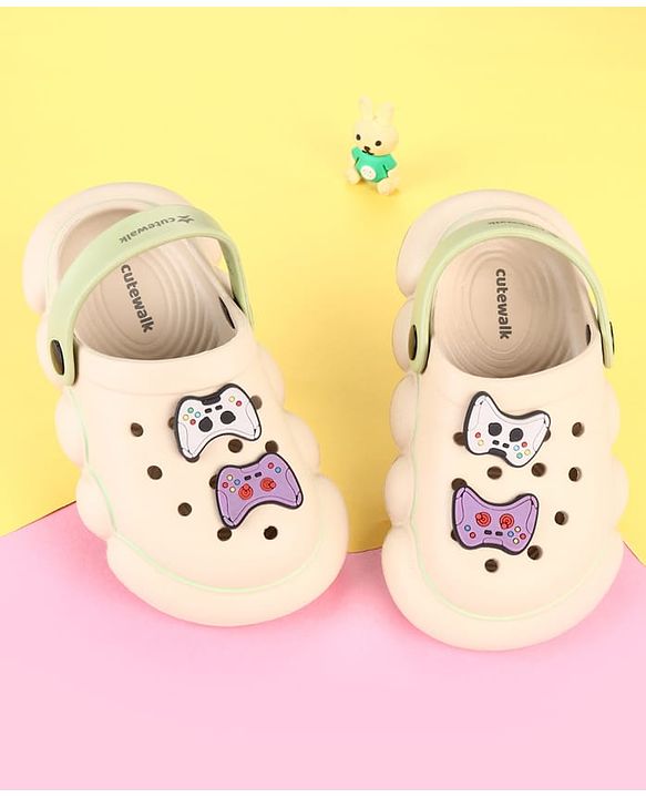 Cute Walk by Babyhug Clogs with Gaming Controller Applique - Beige