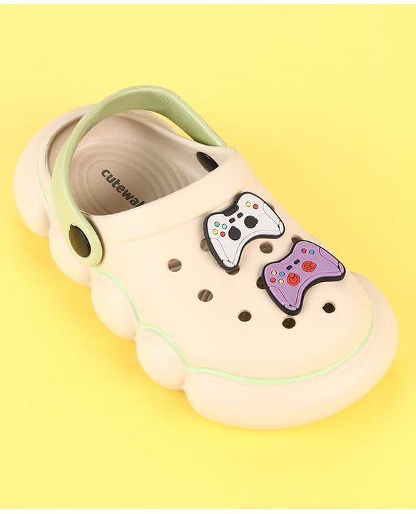 Cute Walk by Babyhug Clogs with Gaming Controller Applique - Beige