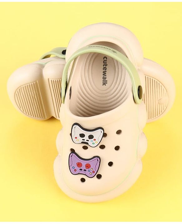 Cute Walk by Babyhug Clogs with Gaming Controller Applique - Beige