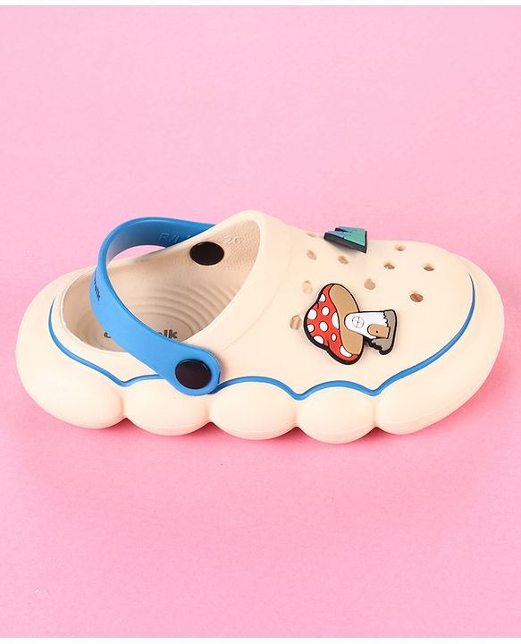 Cute Walk by Babyhug Clogs With Back Strap Closure & Applique Detailing - Beige & Blue