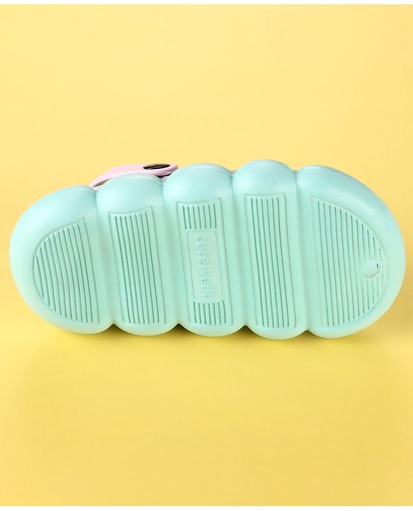 Cute Walk by Babyhug Back Strap Clogs with Rainbow Applique - Mint & Pink
