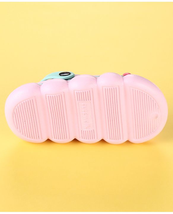 Cute Walk by Babyhug Back Strap Clogs with Floral & Star Applique - Pink & Mint