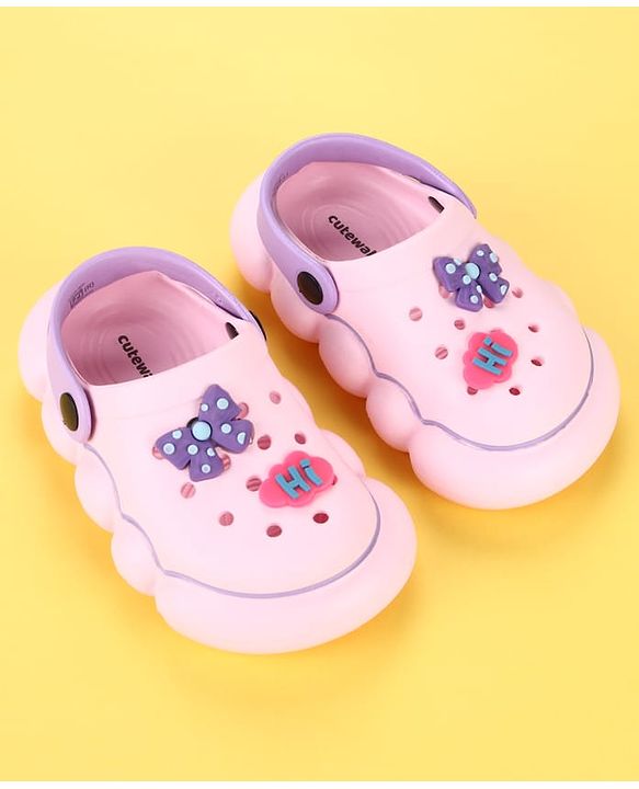 Cute Walk by Babyhug Back Strap Clogs With Bow Applique - Pink