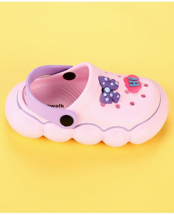 Cute Walk by Babyhug Back Strap Clogs With Bow Applique - Pink