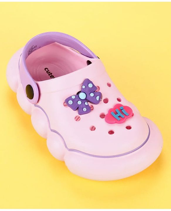 Cute Walk by Babyhug Back Strap Clogs With Bow Applique - Pink