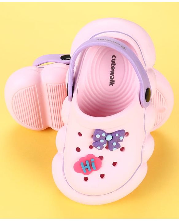 Cute Walk by Babyhug Back Strap Clogs With Bow Applique - Pink