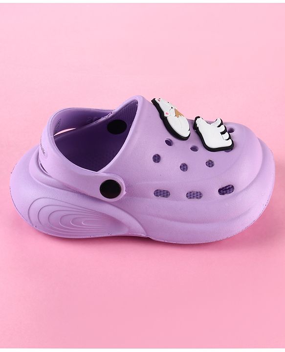 Cute Walk by Babyhug Back Strap Clogs with Bear & Fox Applique - Purple