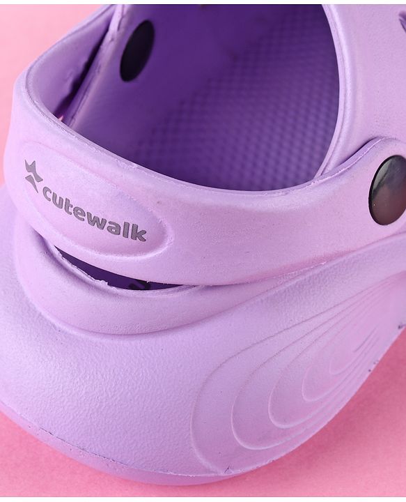Cute Walk by Babyhug Back Strap Clogs with Bear & Fox Applique - Purple