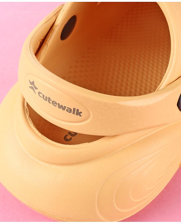 Cute Walk by Babyhug Back Strap Clogs with Car Applique - Mustard
