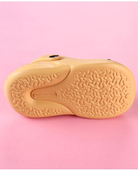 Cute Walk by Babyhug Back Strap Clogs with Car Applique - Mustard