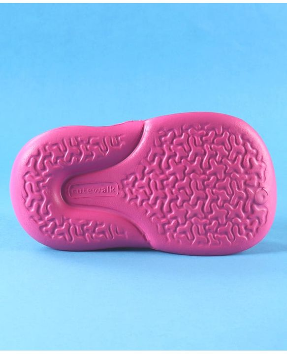 Cute Walk by Babyhug Back Strap Solid Clogs With Unicorn Applique - Fuchsia