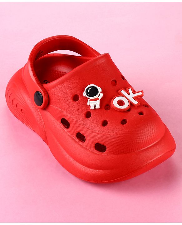 Cute Walk by Babyhug Back Strap Clogs with Astronaut Applique - Red