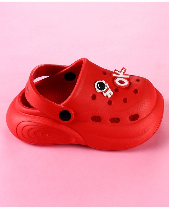Cute Walk by Babyhug Back Strap Clogs with Astronaut Applique - Red