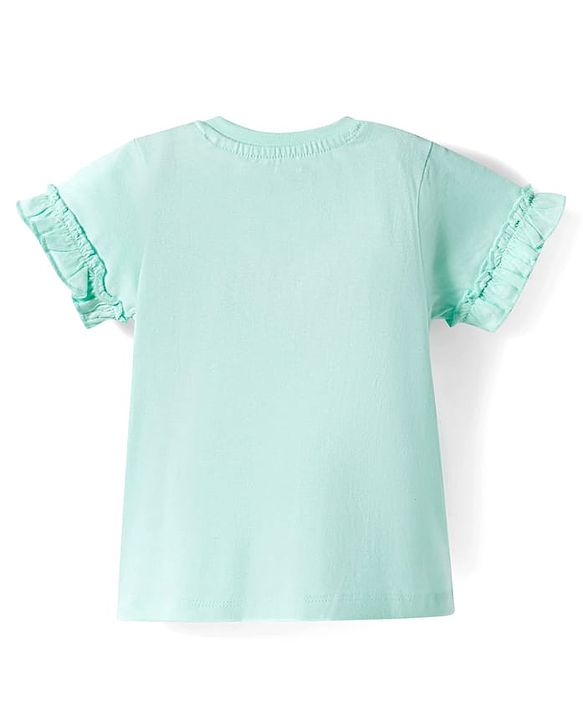Babyhug Cotton Knit Half Sleeves T-Shirt With Sequin Detailing & Seashell Applique - Multicolor