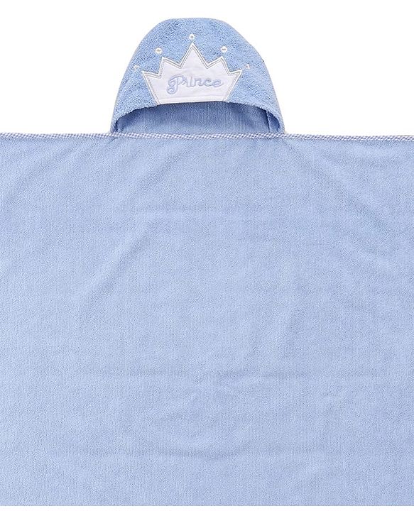 Babyhug Microfiber Knit Hooded Towel With Text Embroidery Light L 76 x B 69 cm - Blue
