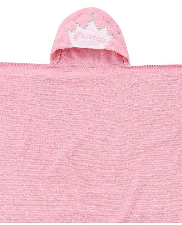 Babyhug Microfiber Knit Hooded Towel With Text Embroidery L 76 x B 69 cm - Pink