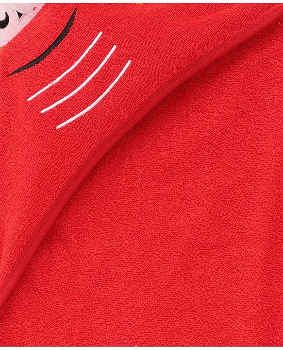 Babyhug Terry Knit Hooded Towel With Crab Design L 71.5 cm X B 68.5 cm -  Red