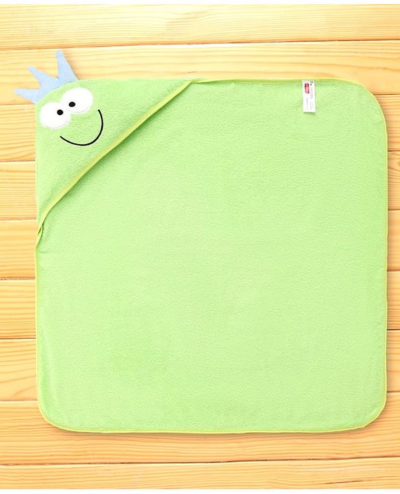 Babyhug Terry Knit Hooded Towel With Frog Design L 73 x B 73 cm - Lime Green