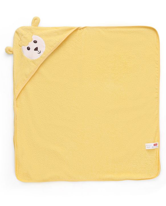 Babyhug Terry Knit Sheep Hooded Towel L 72 x B 71 cm - Yellow