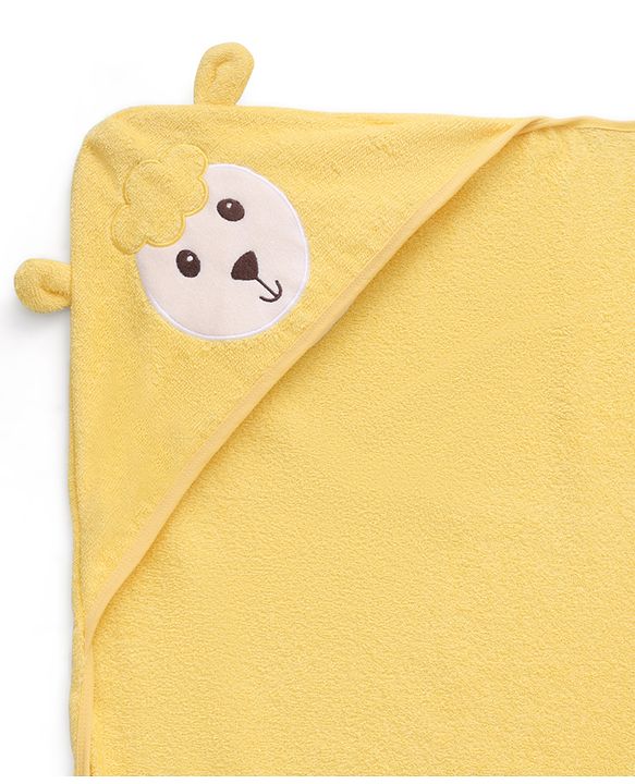 Babyhug Terry Knit Sheep Hooded Towel L 72 x B 71 cm - Yellow
