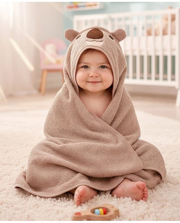 Babyhug Terry Knit Hooded Towel With Koala Design L 67 x B 72 cm - Tan