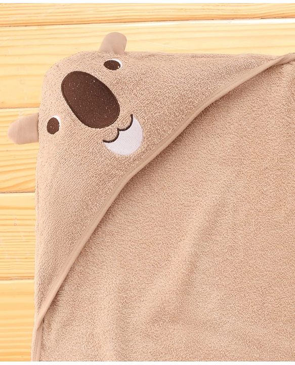Babyhug Terry Knit Hooded Towel With Koala Design L 67 x B 72 cm - Tan