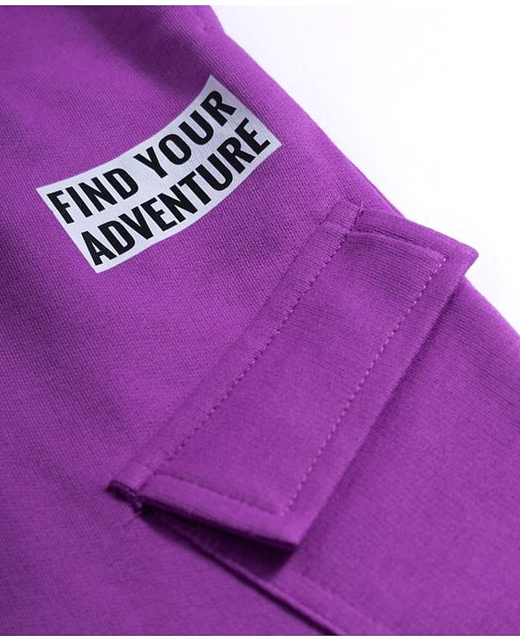 Pine Kids Knit Full Length Lounge Pant With Text Print - Purple