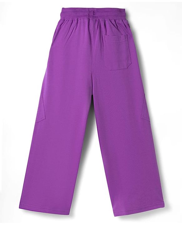 Pine Kids Knit Full Length Lounge Pant With Text Print - Purple