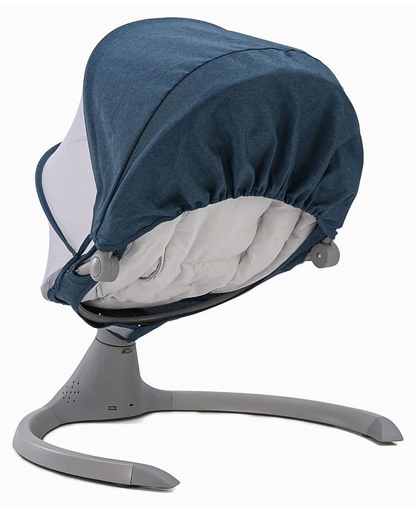 Babyhug Electric Rocker with Mosquito Net - Blue| Baby Swing Cradle with Remote| 6 Speed Levels| Safety Harness| Built-in Music with Volume Control| Off Timer| Silent Operation| Remote Control