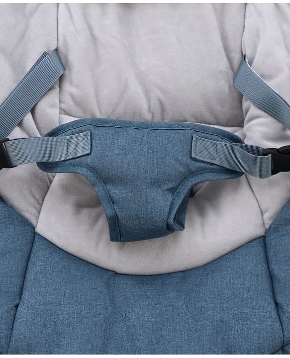 Babyhug Electric Rocker with Mosquito Net - Blue| Baby Swing Cradle with Remote| 6 Speed Levels| Safety Harness| Built-in Music with Volume Control| Off Timer| Silent Operation| Remote Control
