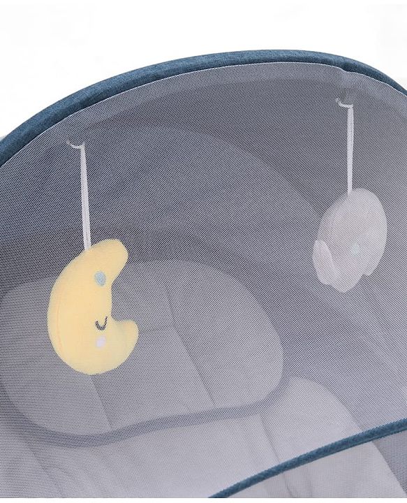 Babyhug Electric Rocker with Mosquito Net - Blue| Baby Swing Cradle with Remote| 6 Speed Levels| Safety Harness| Built-in Music with Volume Control| Off Timer| Silent Operation| Remote Control