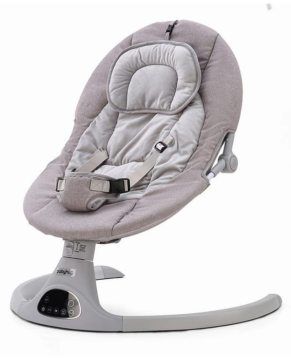 Babyhug Electric Rocker with Mosquito Net - Blue| Baby Swing Cradle with Remote| 6 Speed Levels| Safety Harness| Built-in Music with Volume Control| Off Timer| Silent Operation| Remote Control